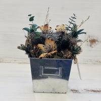 Pheasant + Mallard Duck + Guinea Fowl Feather Flower Arrangement - Hanging Planter