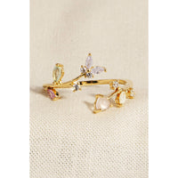 Open Leaf Twist Butterfly Ring: Gold