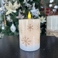 Golden Snowflake LED Pillar Candle