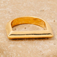 Gold Dipped Metallic D Ring Band Ring - Gold