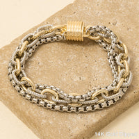 Chains Magnetic Lock Gold Plated Bracelet