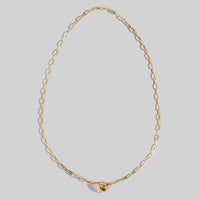 Pave Carabiner Clasp Paperclip Chain Necklace: Gold