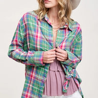 Button Down Spring + Summer Flannel - Green Multi