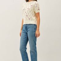 Embroidered Floral Crochet Top