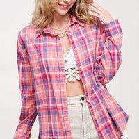 Button Down Spring + Summer Flannel - Pink Multi