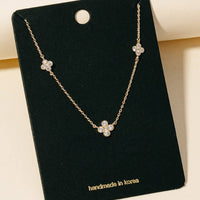 Cubic Zirconia Clover Charms Chain Necklace