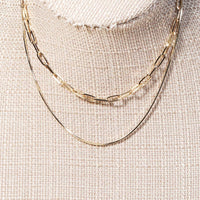 Double Chain Layered Necklace - Gold