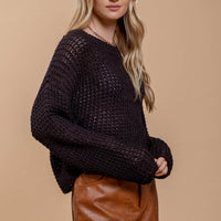 Sheer Crochet Sweater - Black