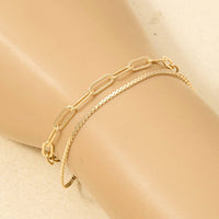 Two Row Rope Chain And Oval Chain Bracelet