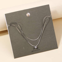 Layered Chain Stud Charm Necklace