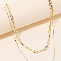 Double Chain Layered Necklace - Gold