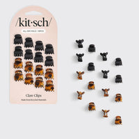Recycled Plastic Micro Classic Claw Clips 16pcSet-Blk & Tort