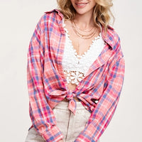 Button Down Spring + Summer Flannel - Pink Multi