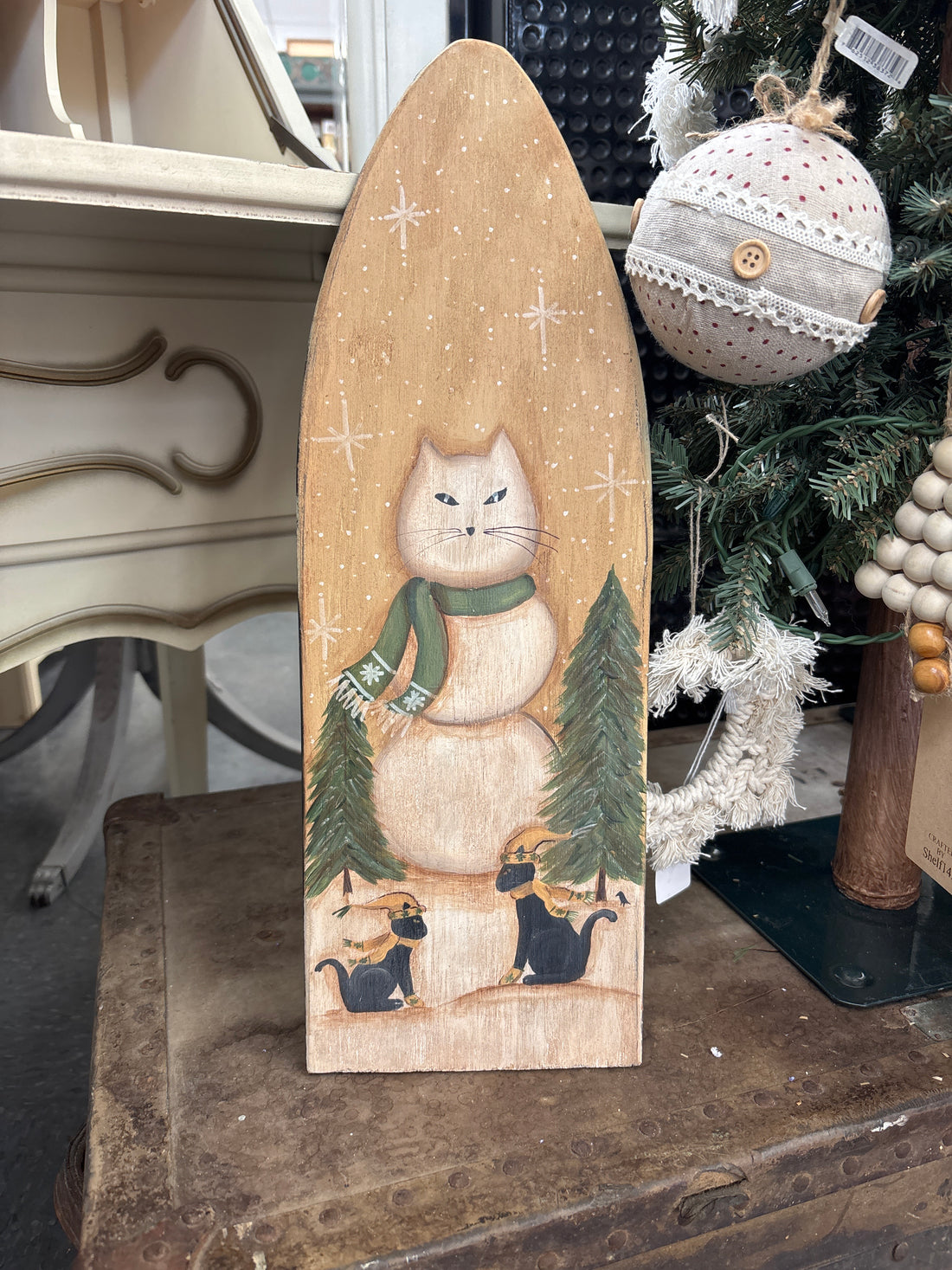 Cats + Snowman Painted Board