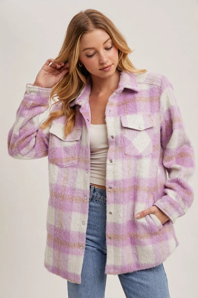 Brushed Flannel Jacket - Pink
