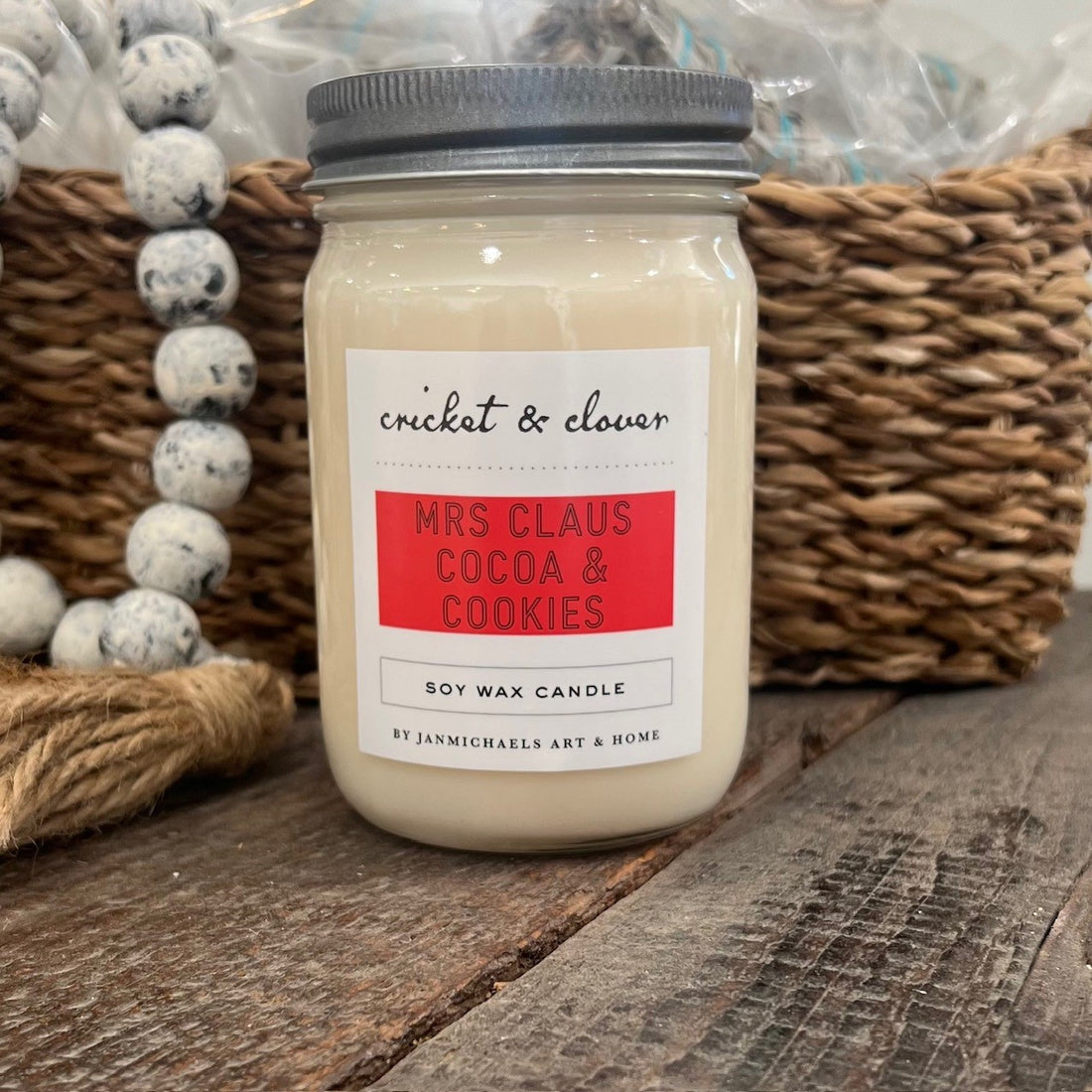 Mrs Claus Cocoa & Cookies Soy Mason Jar Candle