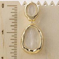 Abalone Shell Hammered Bezel Drop Earrings: Mother of Pearl