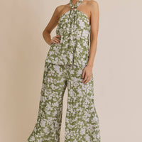 Palazzo Pleated Pants - Floral