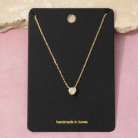 Heart Cz Pendant Chain Necklace: Gold