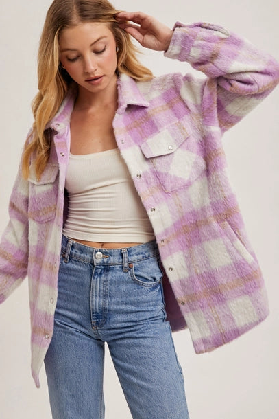 Brushed Flannel Jacket - Pink