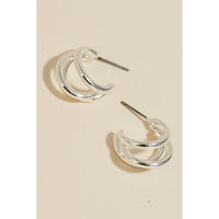 Triple Layered Tube Hoop Earrings - Gold