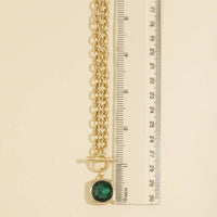 Chunky Chain Crystal Pendant Toggle Necklace