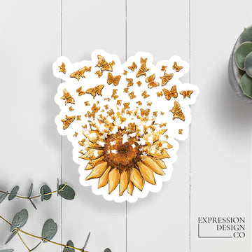 Sunflower Butterflies Vinyl Sticker