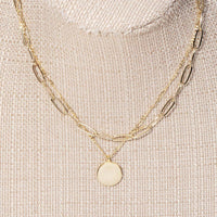 Layered Chain Circle Disc Pendant Necklace