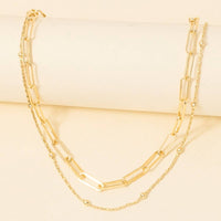 Dainty Mixed Layered Classic Chain Necklace: Gold
