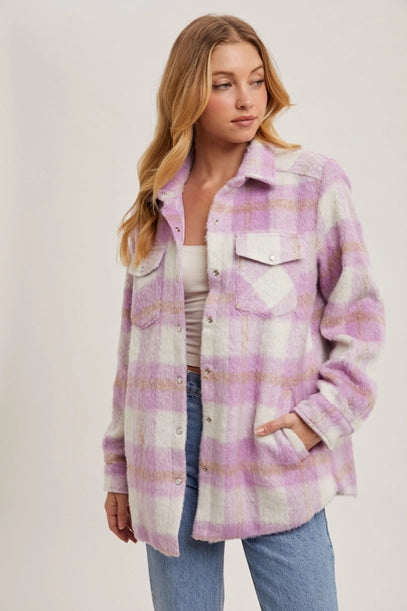 Brushed Flannel Jacket - Pink