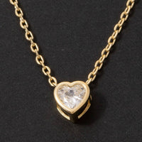 Heart Cz Pendant Chain Necklace: Gold