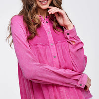 Button Down Gauze Shirt - Candy