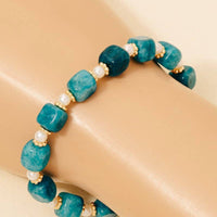 Square Stone And Pearl Beaded Bracelet