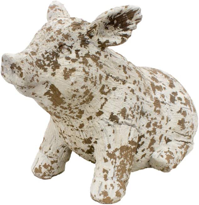 Decorative Distressed Resin Pig