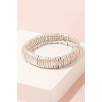 Metallic Bar Beaded Elastic Bracelet