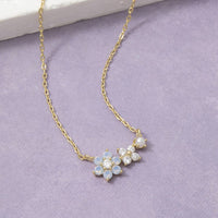 Gold Dipped Dual Cz Daisy Cluster Pendant Necklace: Gold
