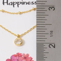 Gold Dipped Dainty Chain Layered Cz Charm Necklace: Gold