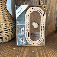 Wisconsin Mini Travel Cribbage Board Set: Mayville Wisconsin