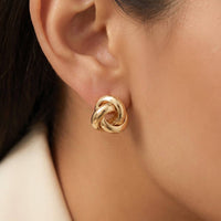 Metallic Knot Stud Earrings: Gold