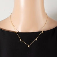 Disc And Cubic Zirconia Drop Charm Necklace: Gold