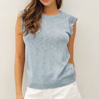 Crochet Ruffle Top - Blue