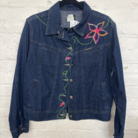 Repurposed Jacket with Dandelion + Flowers Patch