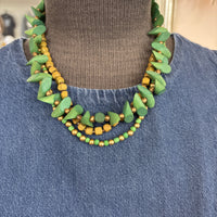 Green Beaded Necklace + Earring Set