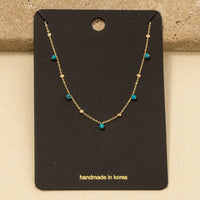 Dainty Mix Bead Charm Necklace: Turquoise