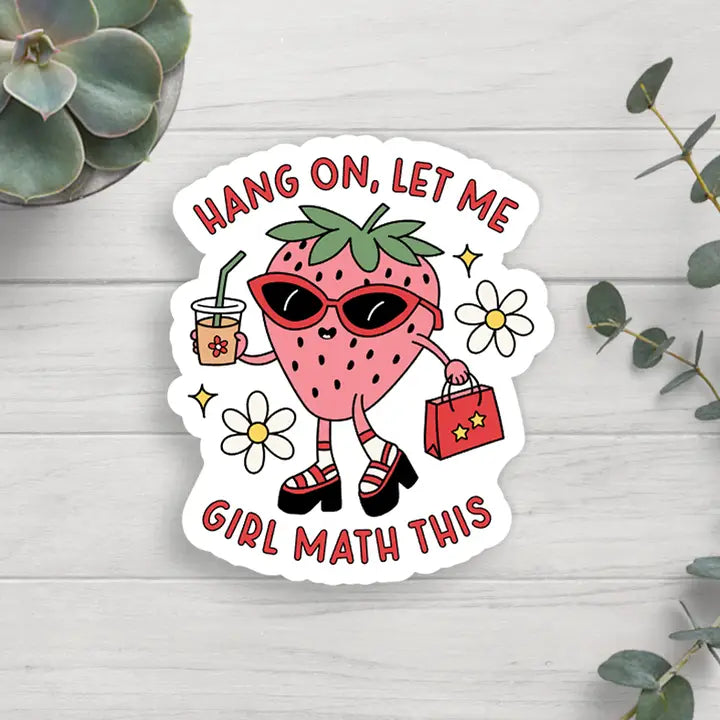 Girl Math Strawberry Vinyl Sticker
