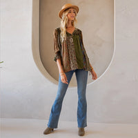 Vintage Boho Patchwork Top - Gravel