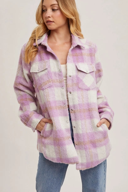 Brushed Flannel Jacket - Pink