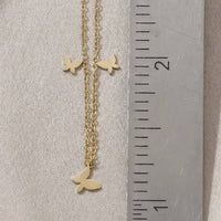 Stainless Steel Butterfly Charms Station Necklace: Gold