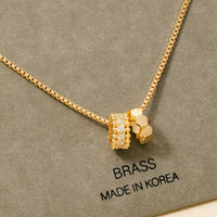 Pave And Geometric Ring Charms Chain Necklace