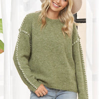 The Stitched Sweater - Olive